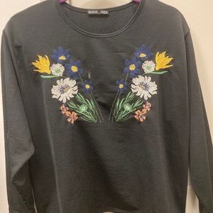 Black blouse with flowers